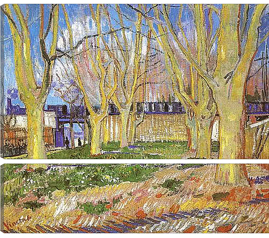 Модульная картина - Avenue of Plane Trees near Arles Station. Винсент Ван Гог