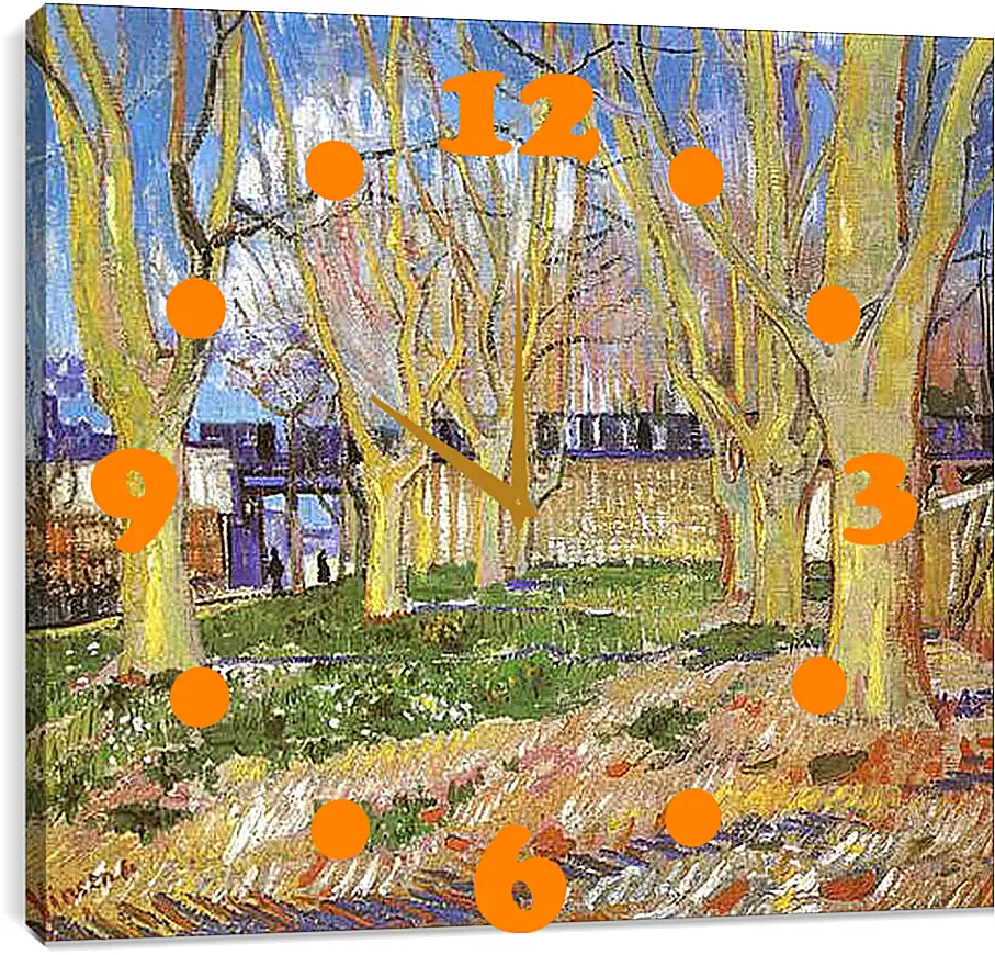 Часы картина - Avenue of Plane Trees near Arles Station. Винсент Ван Гог