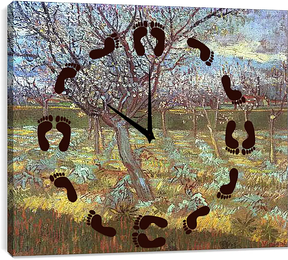 Часы картина - Apricot Tree in Bloom. Винсент Ван Гог