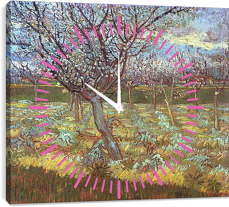 Часы картина - Apricot Tree in Bloom. Винсент Ван Гог