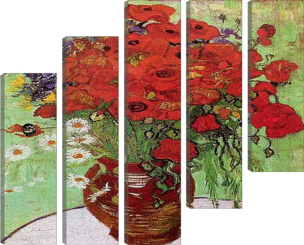Модульная картина - Натюрморт красные маки и маргаритки. Винсент Ван Гог