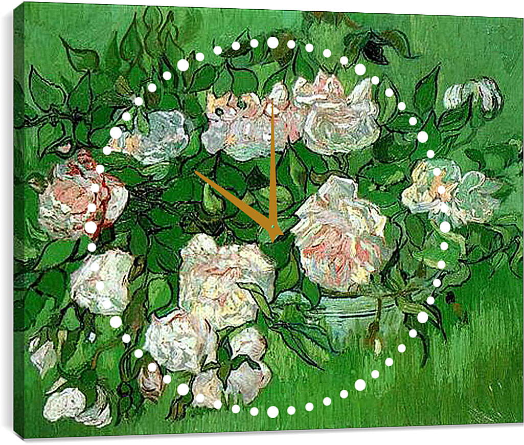 Часы картина - Розовые розы. Винсент Ван Гог