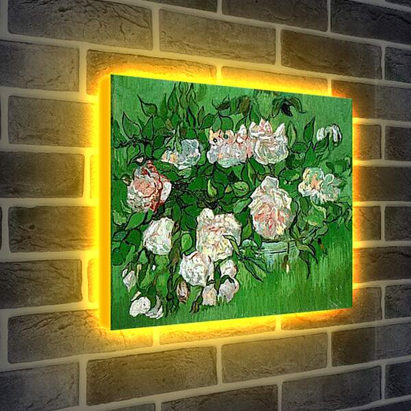 Лайтбокс световая панель - Розовые розы. Винсент Ван Гог
