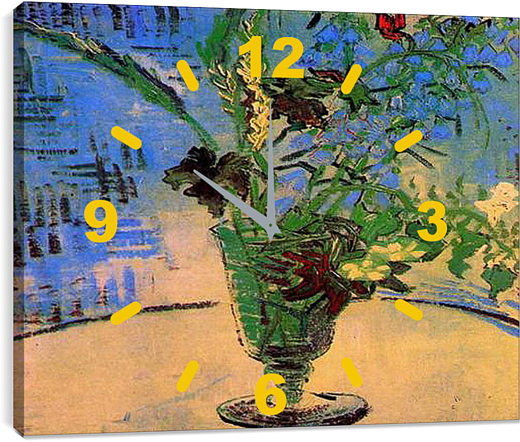 Часы картина - Бокал с полевыми цветами. Винсент Ван Гог