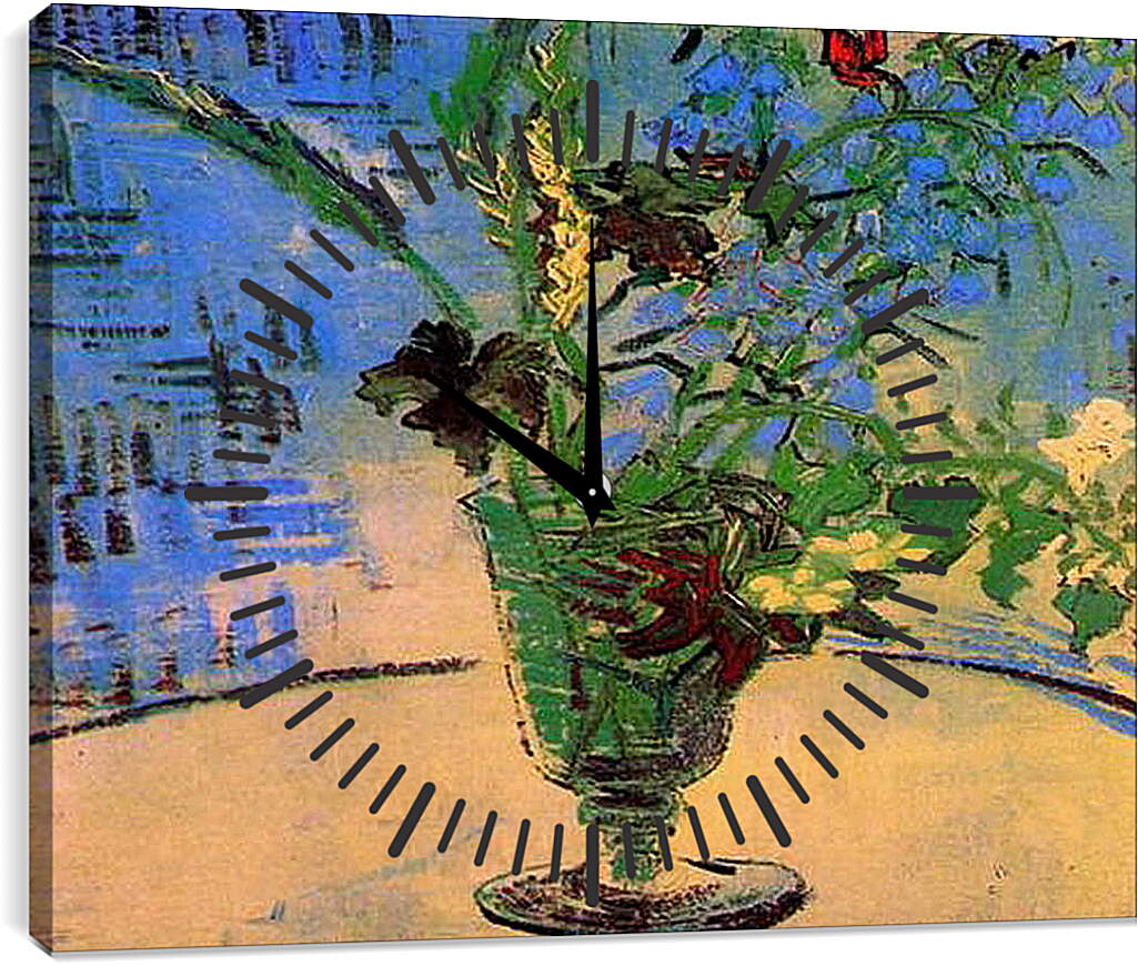 Часы картина - Бокал с полевыми цветами. Винсент Ван Гог