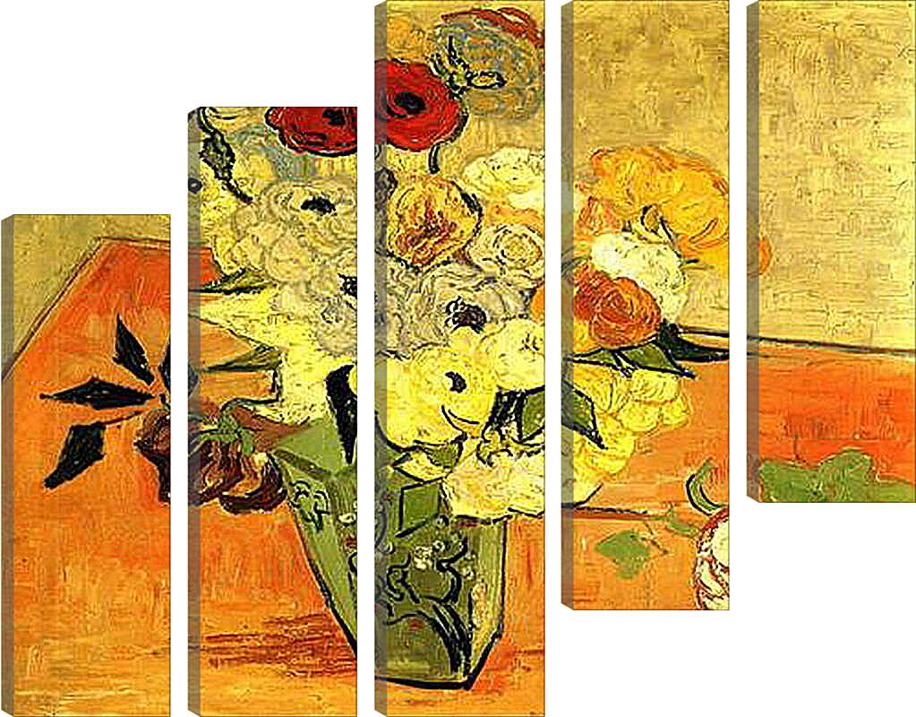 Модульная картина - Японская Ваза С Розами И Анемоны. Винсент Ван Гог