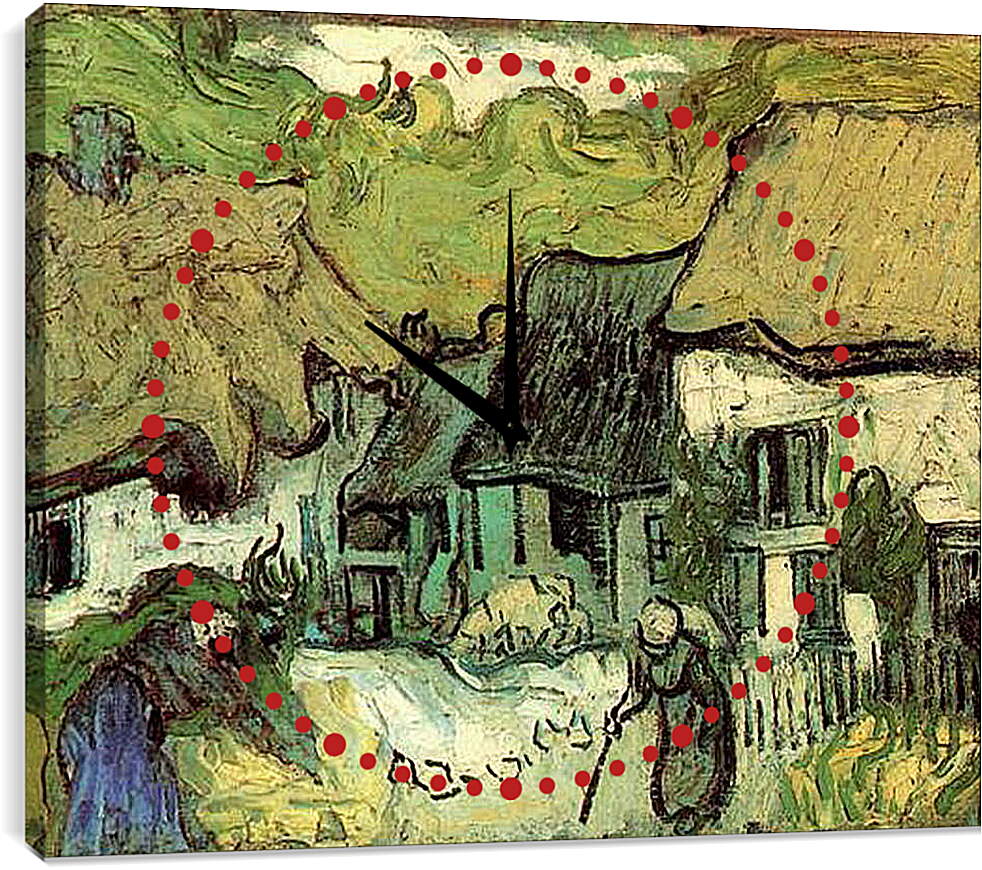 Часы картина - Thatched Cottages in Jorgus. Винсент Ван Гог.