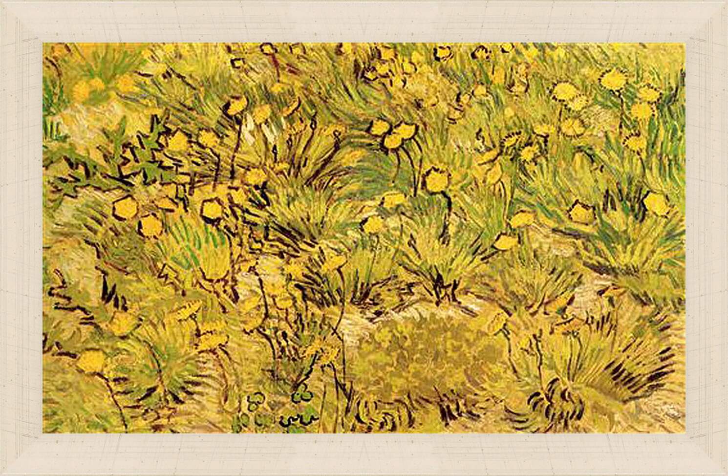 Картина в раме - Champ de fleurs jaunes. Винсент Ван Гог