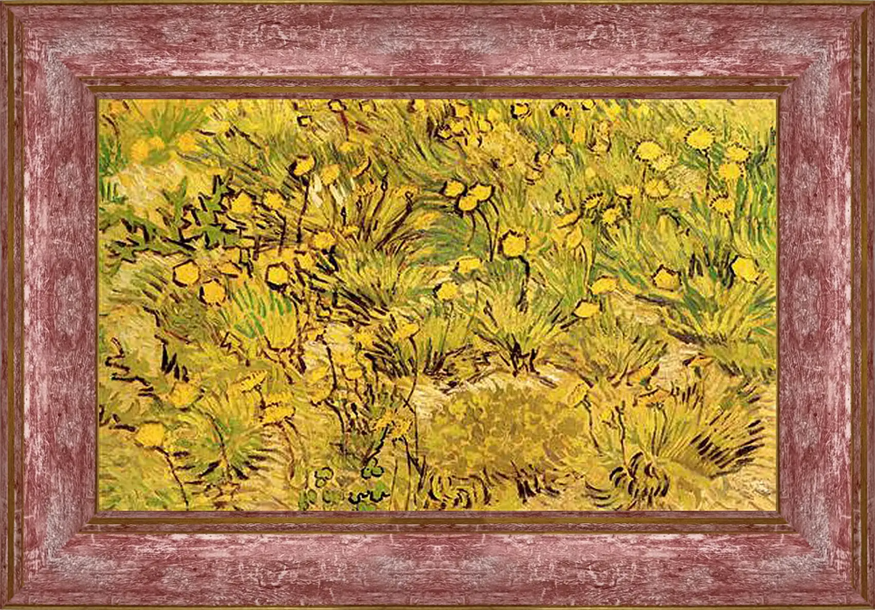 Картина в раме - Champ de fleurs jaunes. Винсент Ван Гог