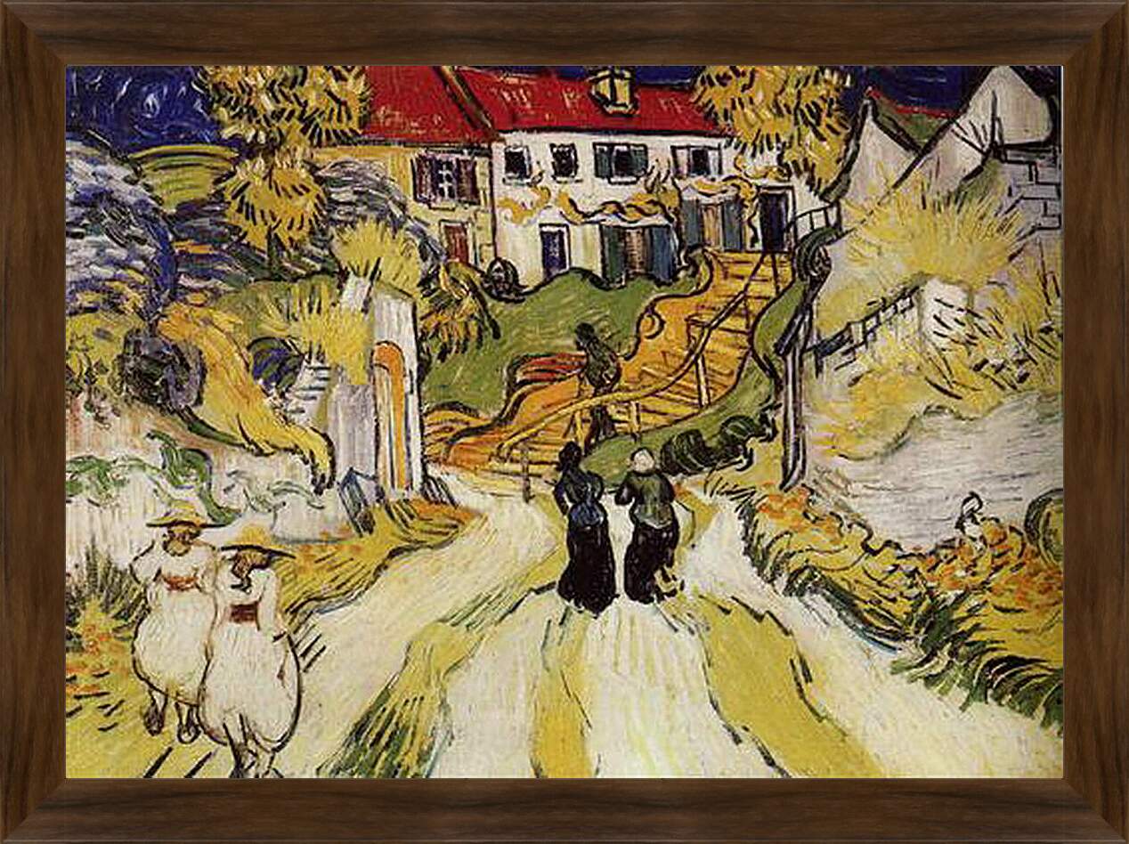 Картина в раме - Улица и лестница в Овере. Винсент Ван Гог