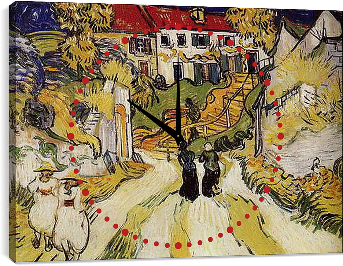 Часы картина - Улица и лестница в Овере. Винсент Ван Гог