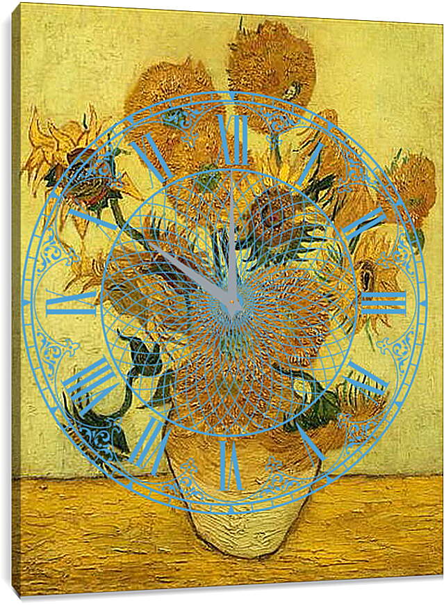 Часы картина - Sunflowers - Подсолнухи. Винсент Ван Гог