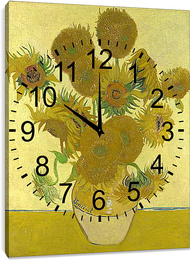 Часы картина - Sunflowers. Винсент Ван Гог
