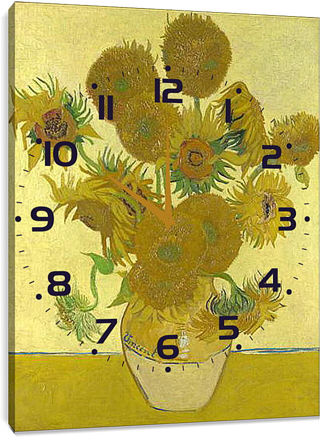 Часы картина - Sunflowers. Винсент Ван Гог