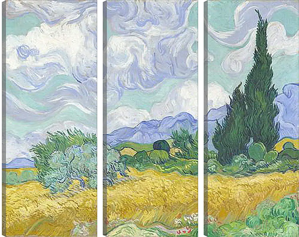 Модульная картина - A Wheatfield with Cypresses. Винсент Ван Гог