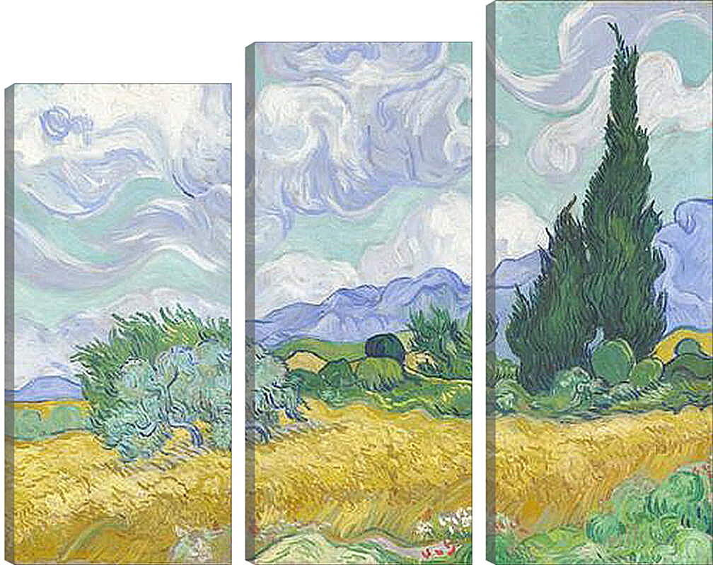 Модульная картина - A Wheatfield with Cypresses. Винсент Ван Гог
