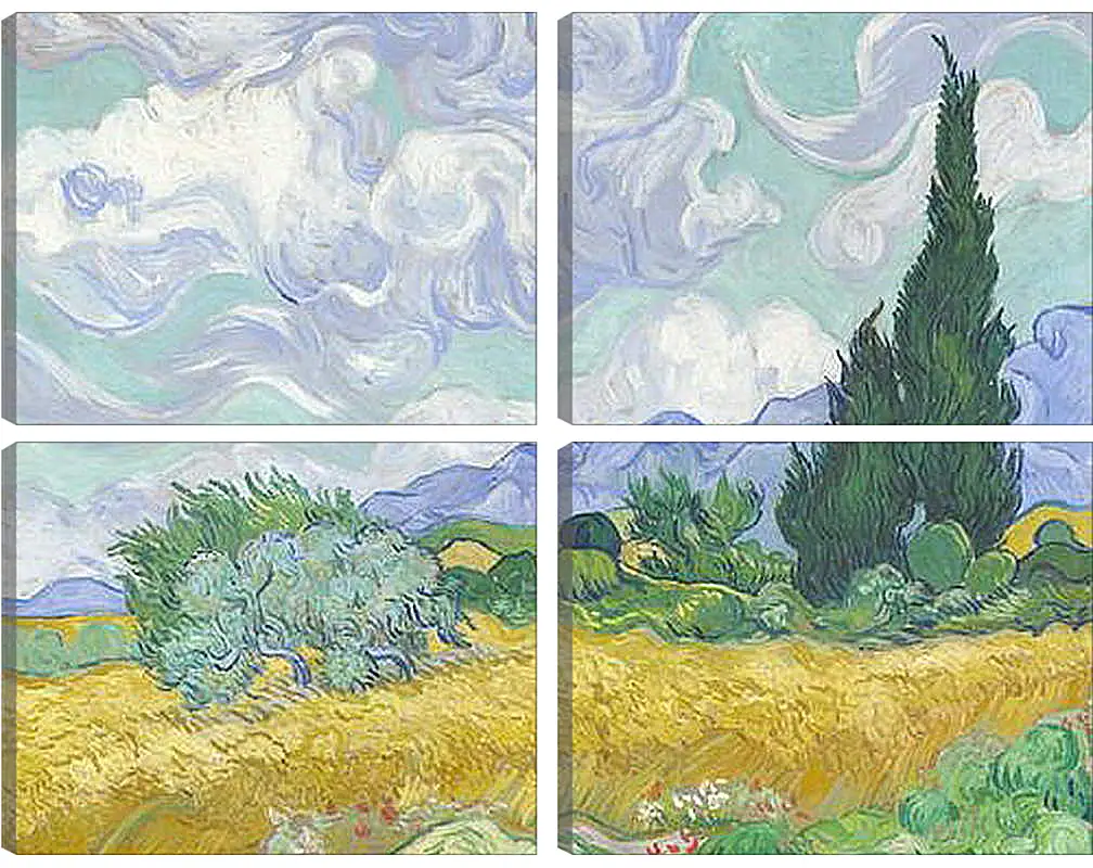 Модульная картина - A Wheatfield with Cypresses. Винсент Ван Гог