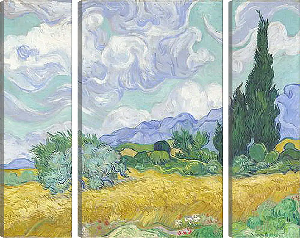 Модульная картина - A Wheatfield with Cypresses. Винсент Ван Гог