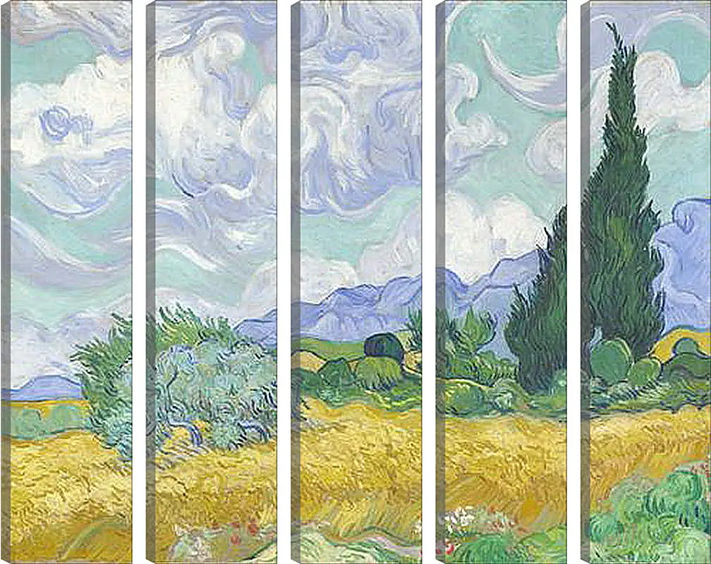 Модульная картина - A Wheatfield with Cypresses. Винсент Ван Гог