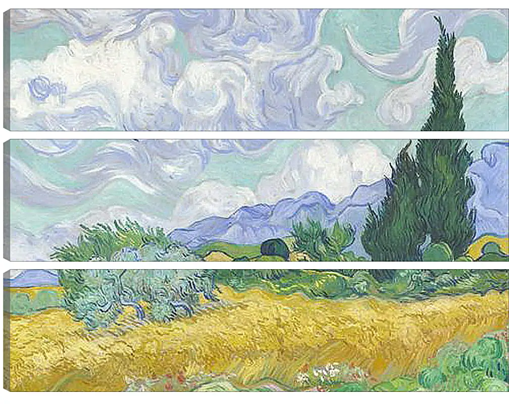 Модульная картина - A Wheatfield with Cypresses. Винсент Ван Гог