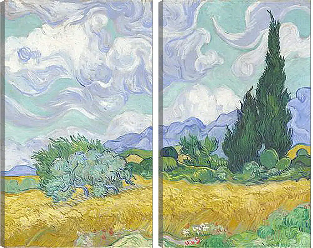 Модульная картина - A Wheatfield with Cypresses. Винсент Ван Гог