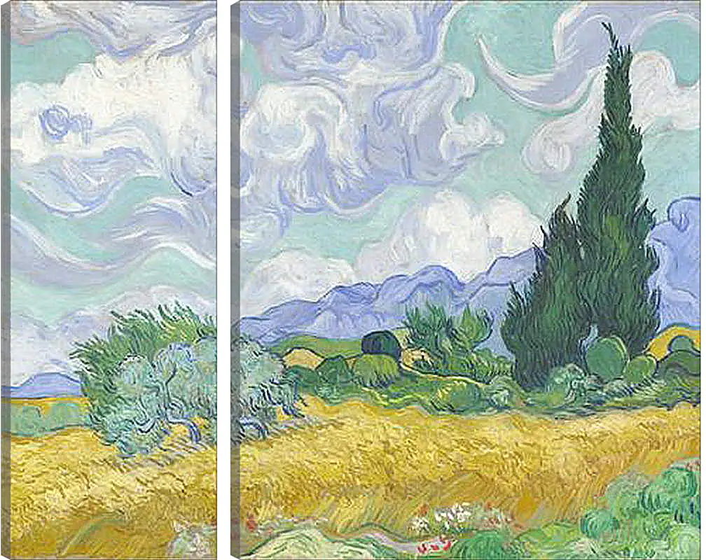 Модульная картина - A Wheatfield with Cypresses. Винсент Ван Гог