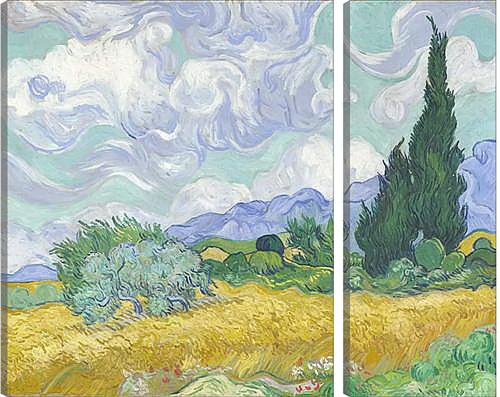 Модульная картина - A Wheatfield with Cypresses. Винсент Ван Гог