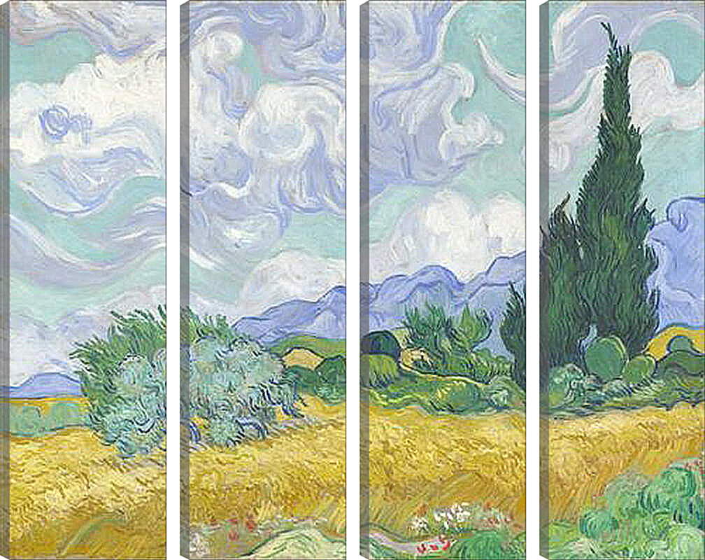 Модульная картина - A Wheatfield with Cypresses. Винсент Ван Гог
