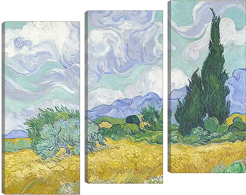 Модульная картина - A Wheatfield with Cypresses. Винсент Ван Гог