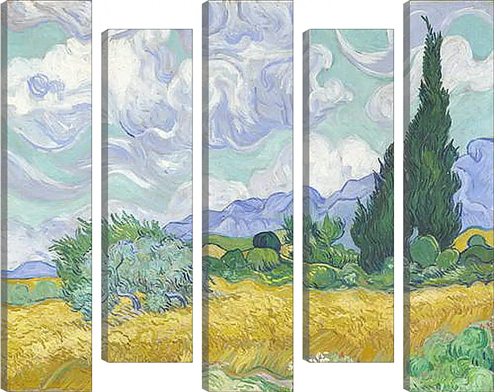 Модульная картина - A Wheatfield with Cypresses. Винсент Ван Гог
