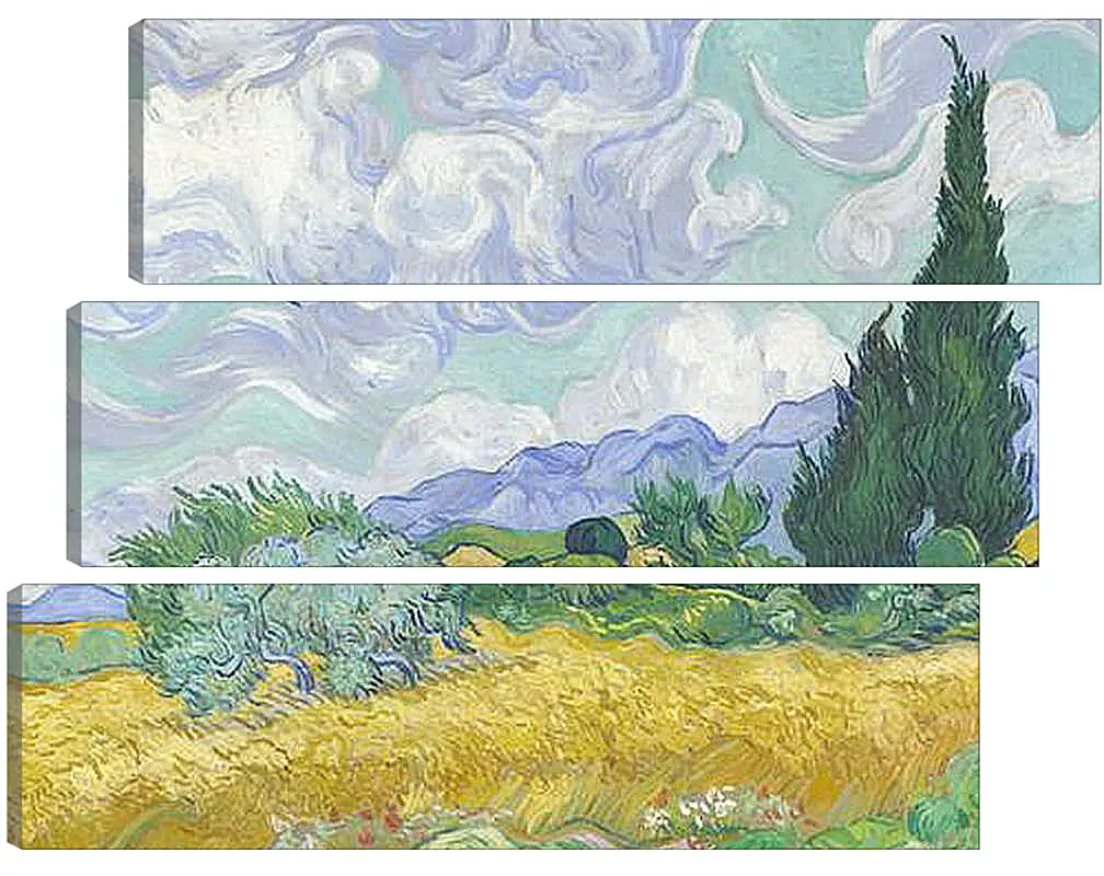 Модульная картина - A Wheatfield with Cypresses. Винсент Ван Гог