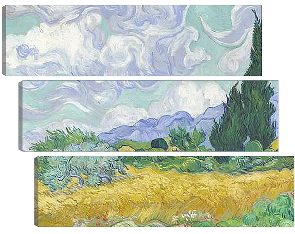 Модульная картина - A Wheatfield with Cypresses. Винсент Ван Гог