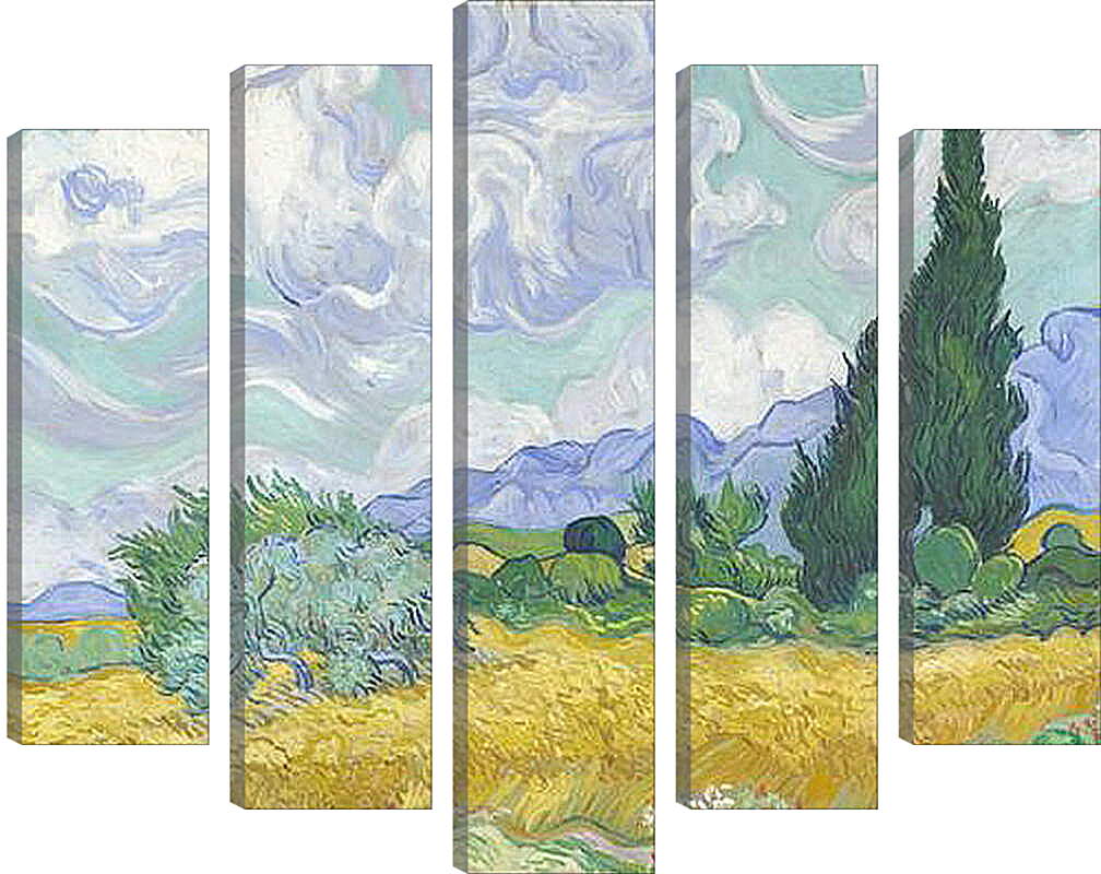 Модульная картина - A Wheatfield with Cypresses. Винсент Ван Гог