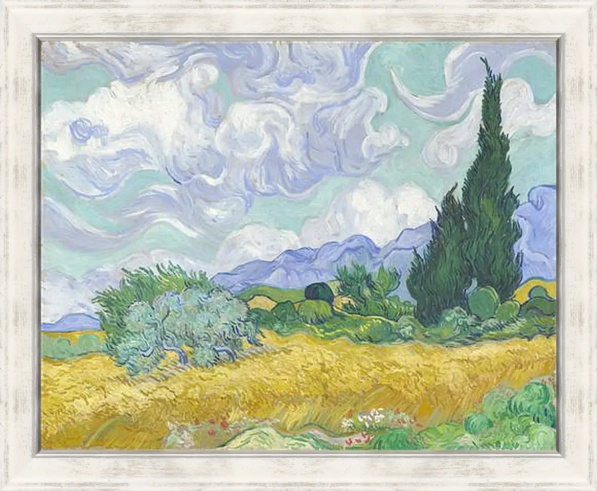 Картина в раме - A Wheatfield with Cypresses. Винсент Ван Гог