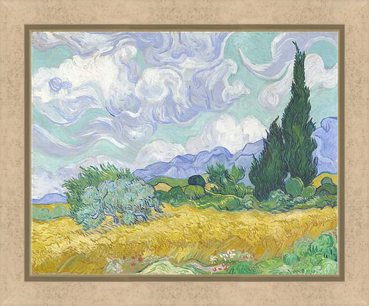 Картина в раме - A Wheatfield with Cypresses. Винсент Ван Гог