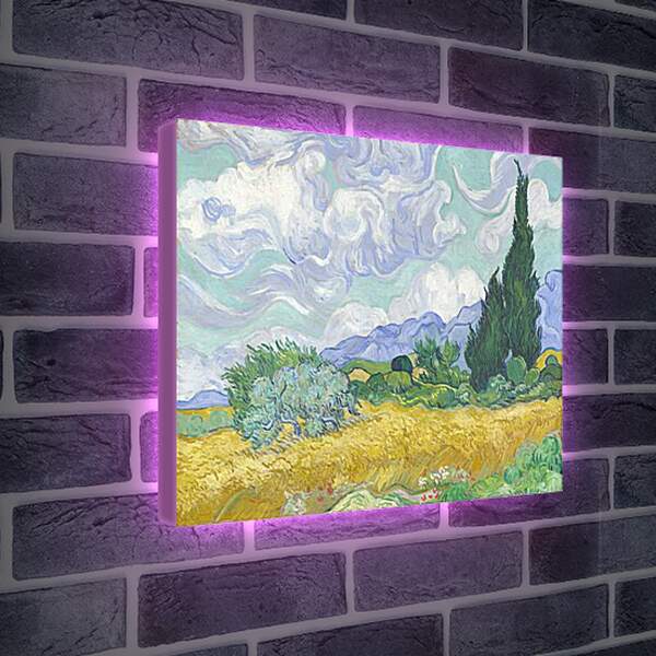 Лайтбокс световая панель - A Wheatfield with Cypresses. Винсент Ван Гог
