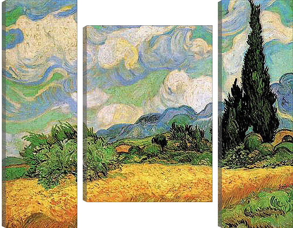 Модульная картина - Wheat Field with Cypresses at the Haute Galline Near Eygalieres. Винсент Ван Гог
