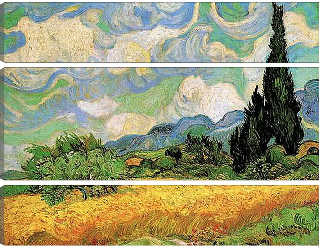 Модульная картина - Wheat Field with Cypresses at the Haute Galline Near Eygalieres. Винсент Ван Гог