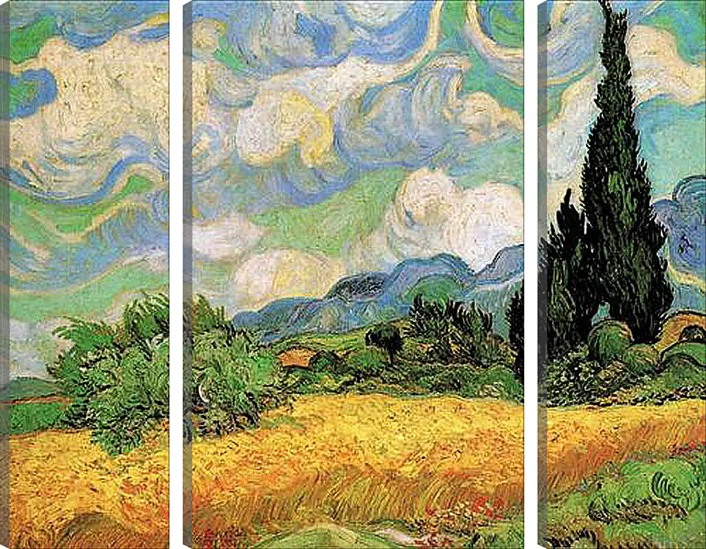 Модульная картина - Wheat Field with Cypresses at the Haute Galline Near Eygalieres. Винсент Ван Гог