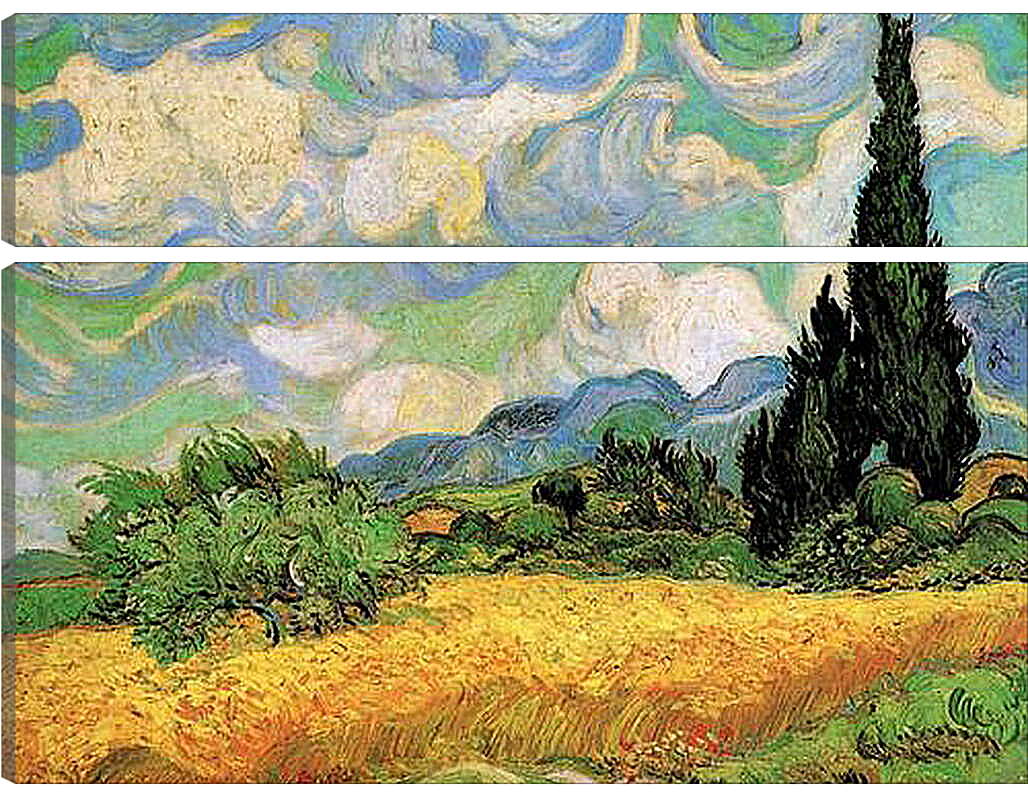 Модульная картина - Wheat Field with Cypresses at the Haute Galline Near Eygalieres. Винсент Ван Гог