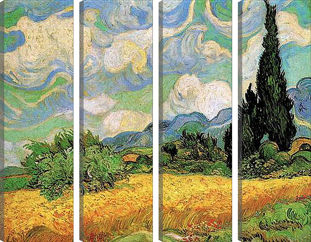 Модульная картина - Wheat Field with Cypresses at the Haute Galline Near Eygalieres. Винсент Ван Гог