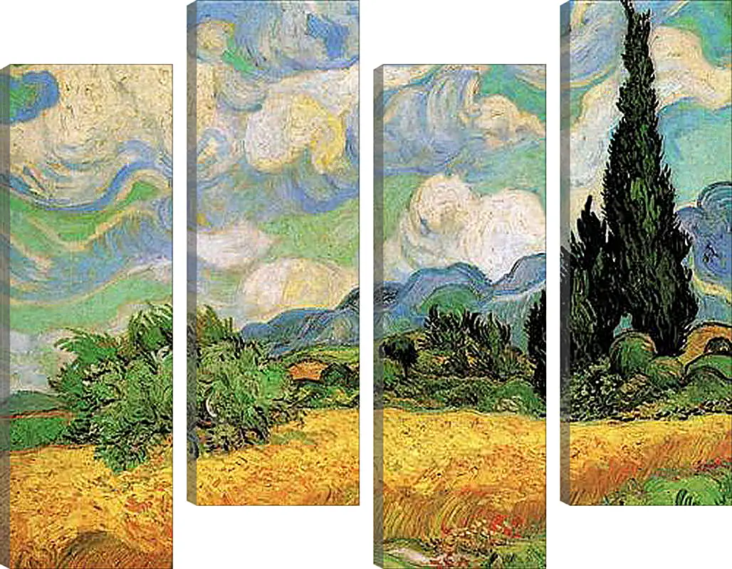 Модульная картина - Wheat Field with Cypresses at the Haute Galline Near Eygalieres. Винсент Ван Гог