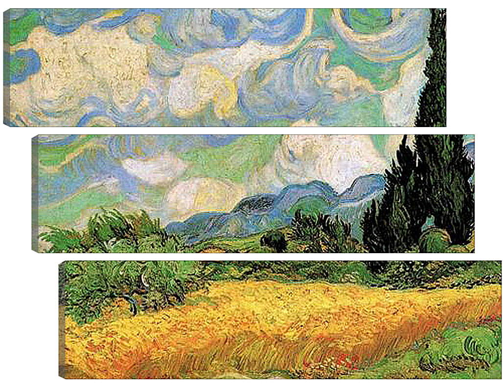Модульная картина - Wheat Field with Cypresses at the Haute Galline Near Eygalieres. Винсент Ван Гог
