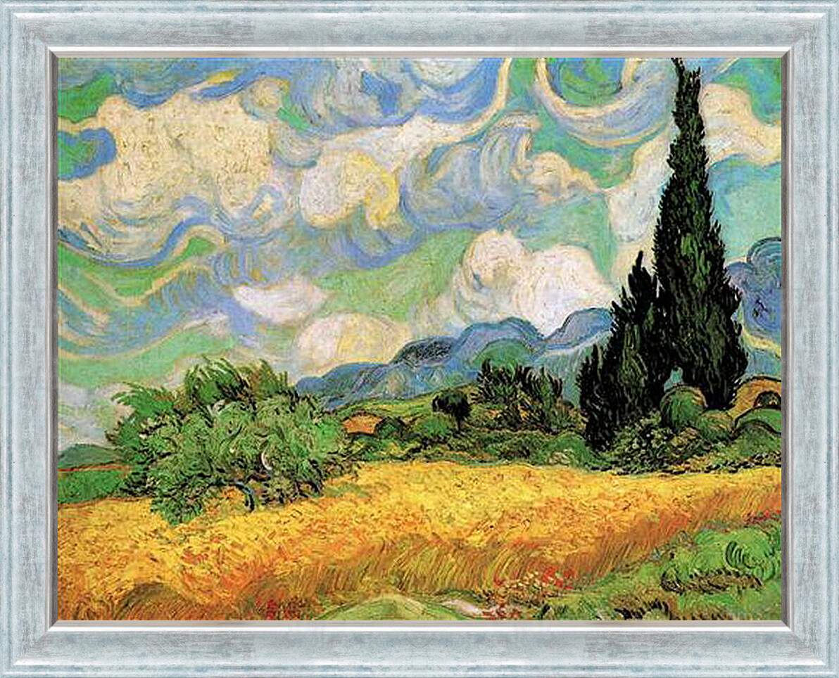 Картина в раме - Wheat Field with Cypresses at the Haute Galline Near Eygalieres. Винсент Ван Гог