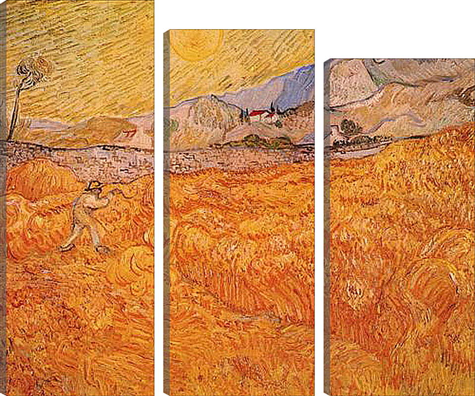 Модульная картина - Wheat Fields with Reaper at Sunrise. Винсент Ван Гог