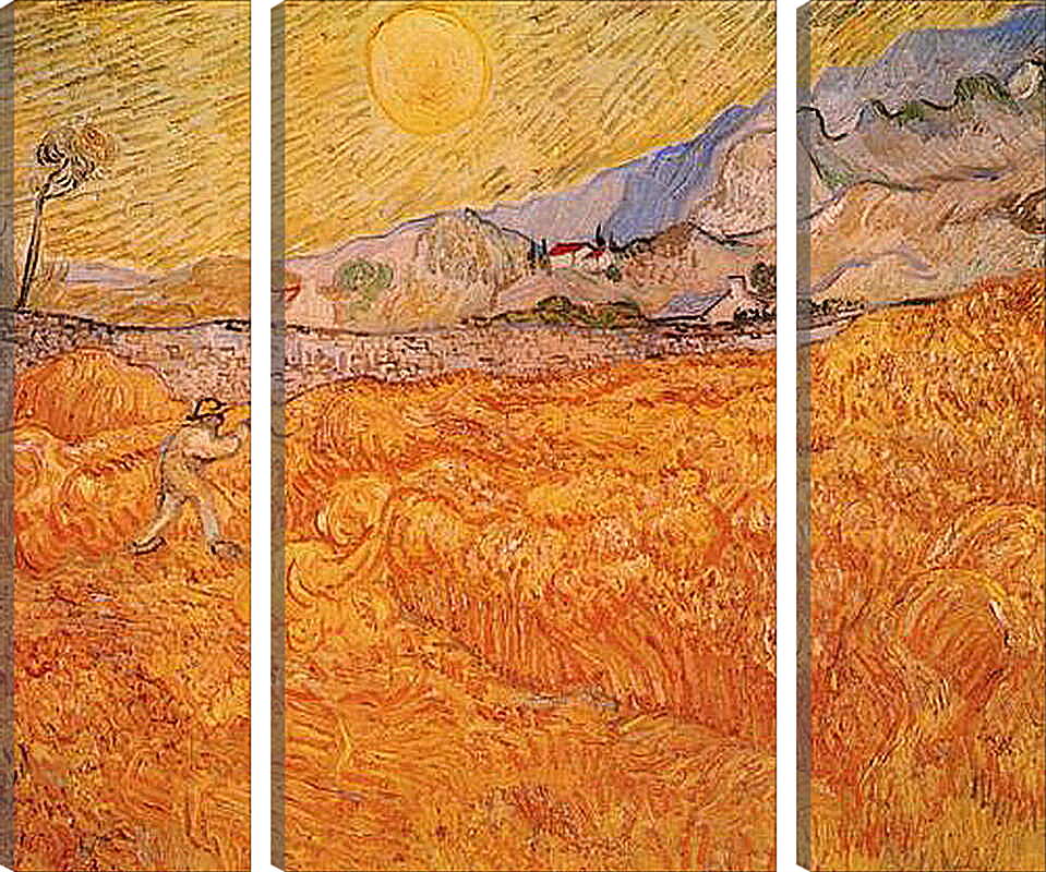 Модульная картина - Wheat Fields with Reaper at Sunrise. Винсент Ван Гог
