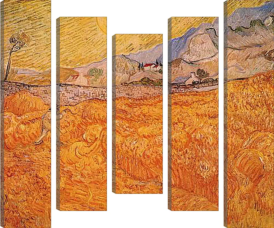 Модульная картина - Wheat Fields with Reaper at Sunrise. Винсент Ван Гог