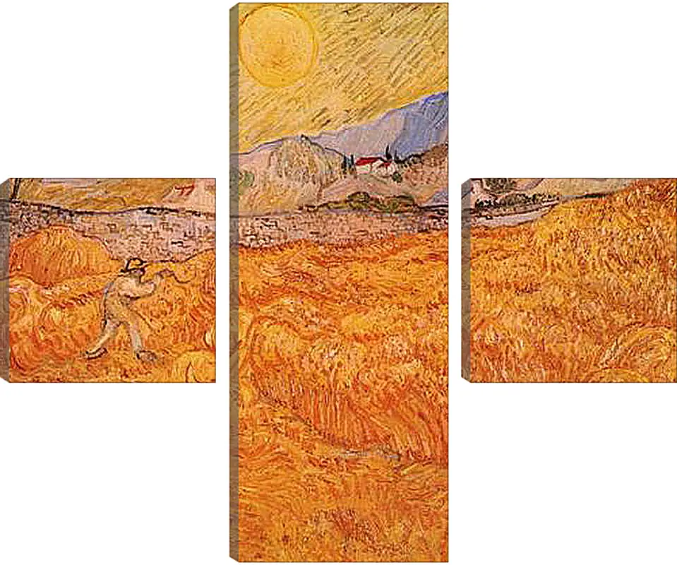 Модульная картина - Wheat Fields with Reaper at Sunrise. Винсент Ван Гог