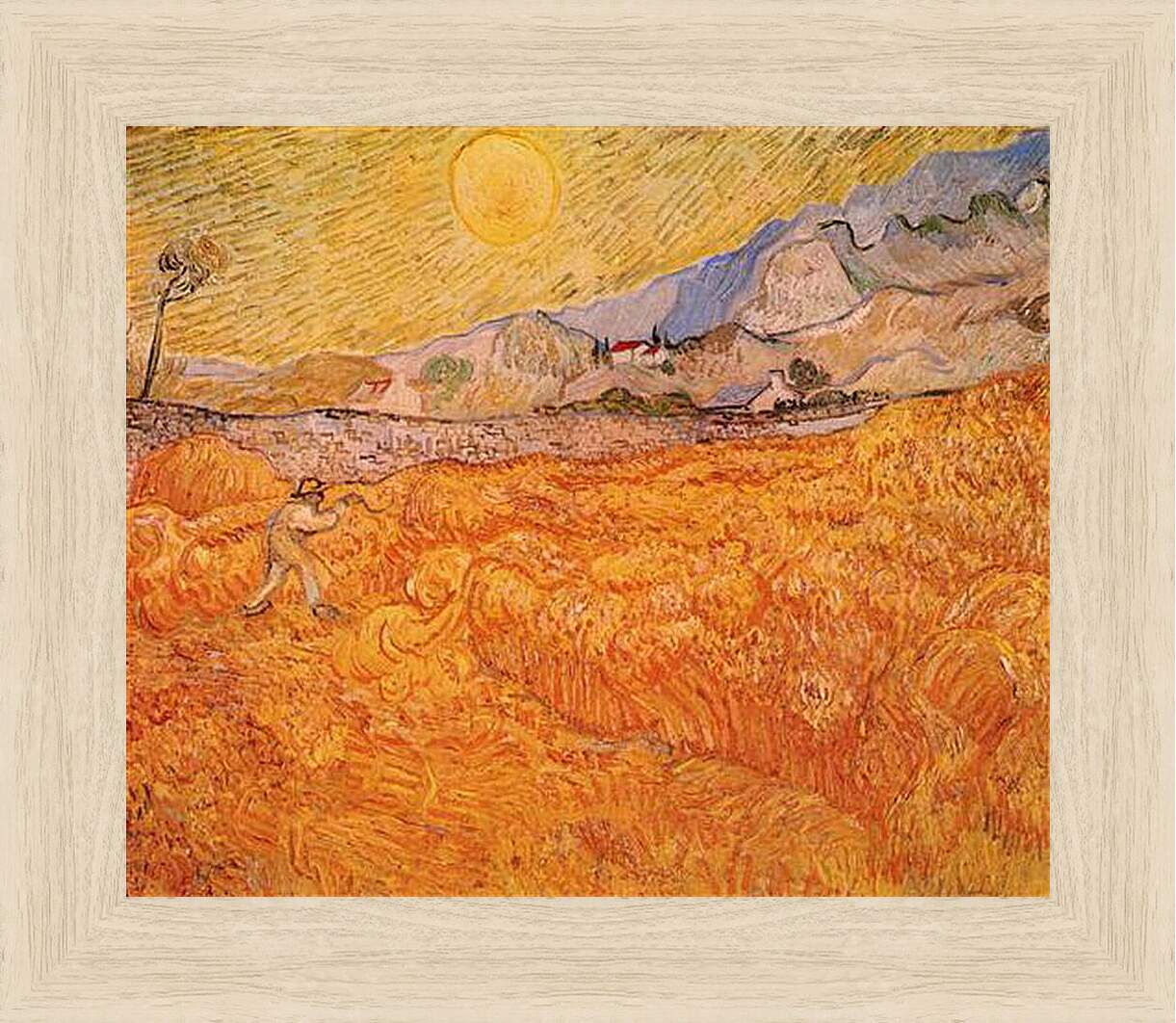 Картина в раме - Wheat Fields with Reaper at Sunrise. Винсент Ван Гог
