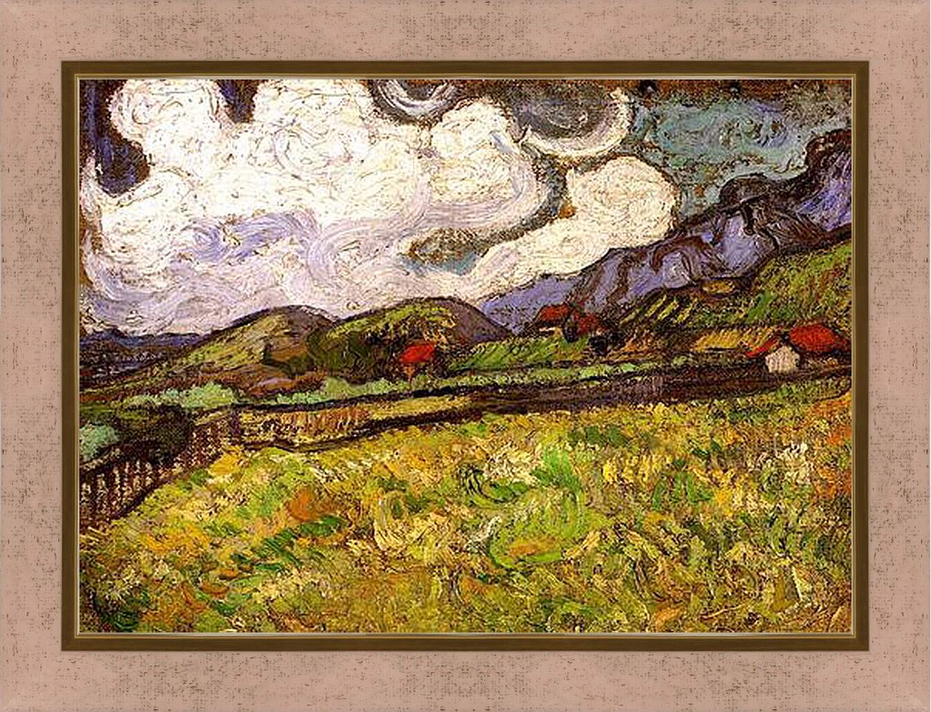 Картина в раме - Wheat Field Behind Saint-Paul Hospital. Винсент Ван Гог